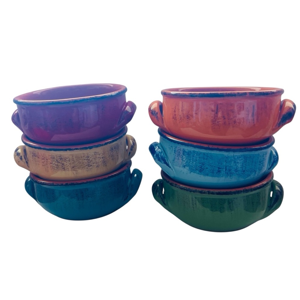 Vintage DeSilva Glazed Terracotta Soup Bowls
(6)